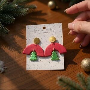 Festive Red and Green Earrings